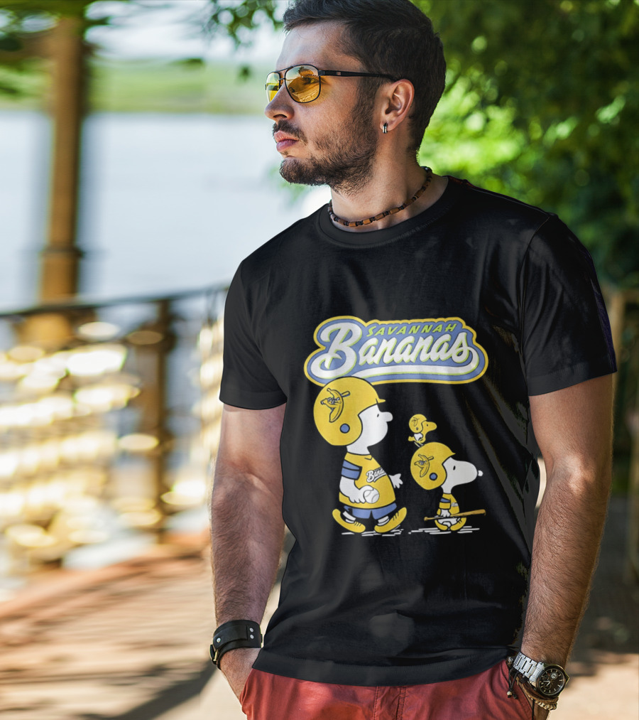 Savannah Bananas Snoopy Peanuts Baseball Player Helmet Bat T-Shirt