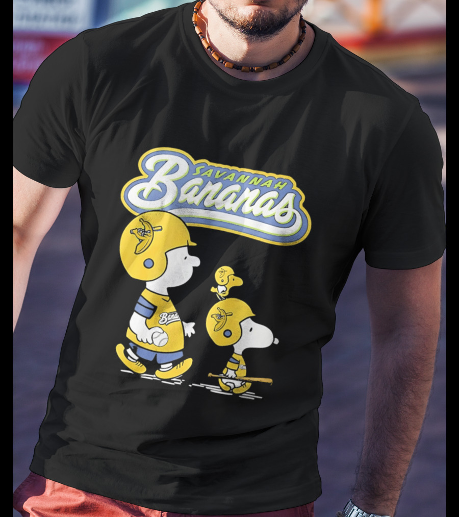 Savannah Bananas Snoopy Peanuts Baseball Player Helmet Bat T-Shirt