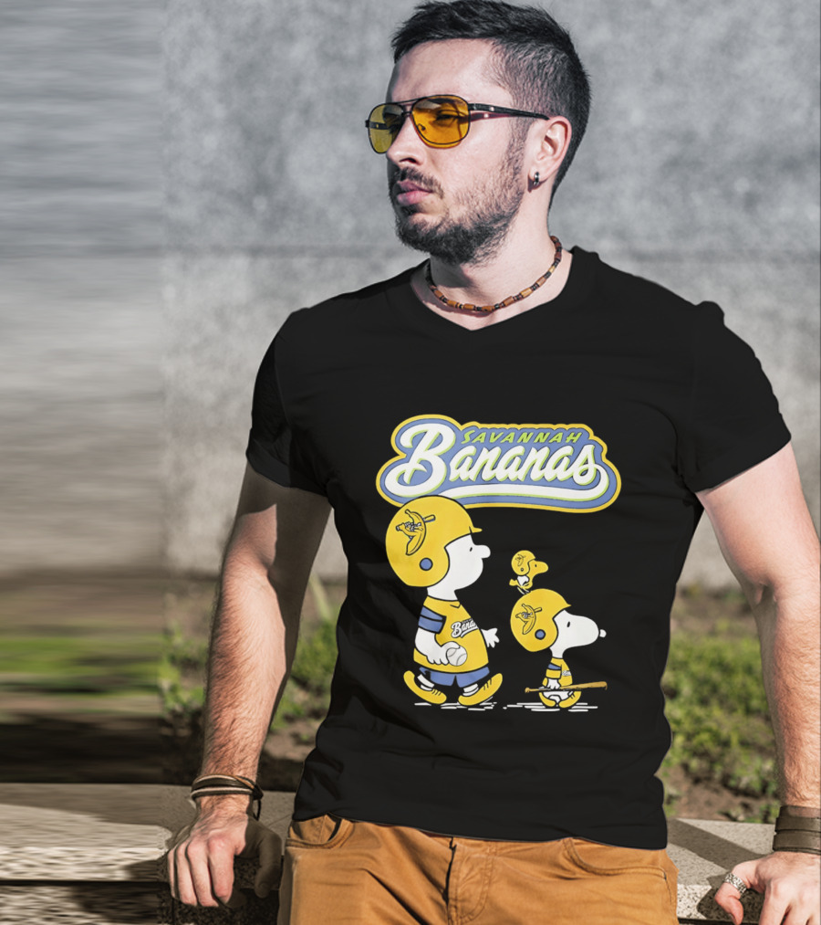 Savannah Bananas Snoopy Peanuts Baseball Player Helmet Bat T-Shirt