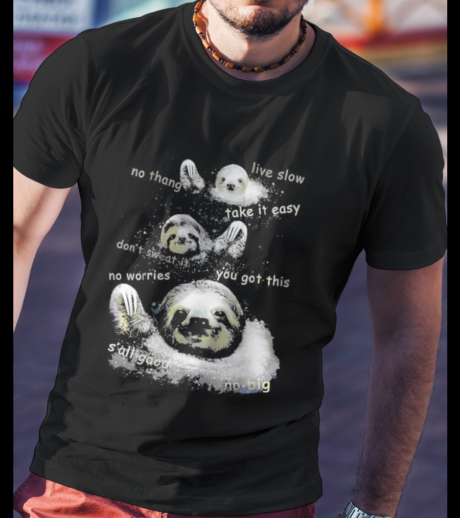Sloth No Thang Live Slow Take It Easy Don’t Sweat It You Got This No Worries T-Shirt