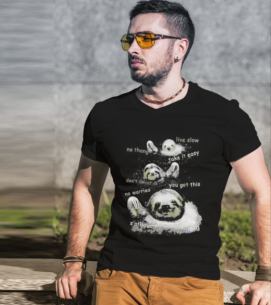 Sloth No Thang Live Slow Take It Easy Don’t Sweat It You Got This No Worries T-Shirt