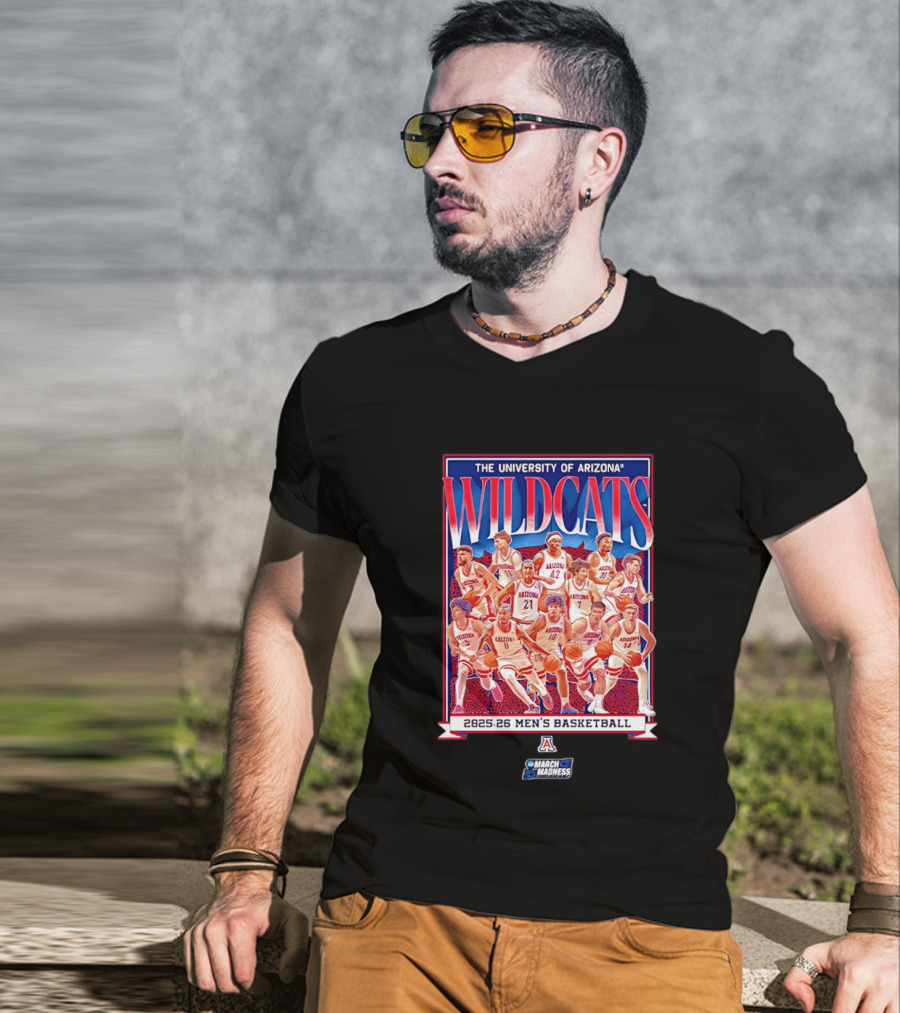 The University Of Arizona Wildcats 2025 26 Men's Basketball March Madness Team T-Shirt