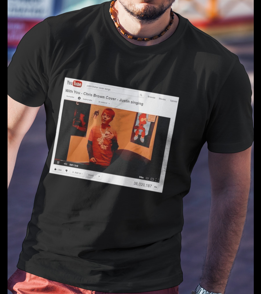 Justin Bieber Singing Chris Brown Cover YouTube Screenshot 38 Million Views T-Shirt