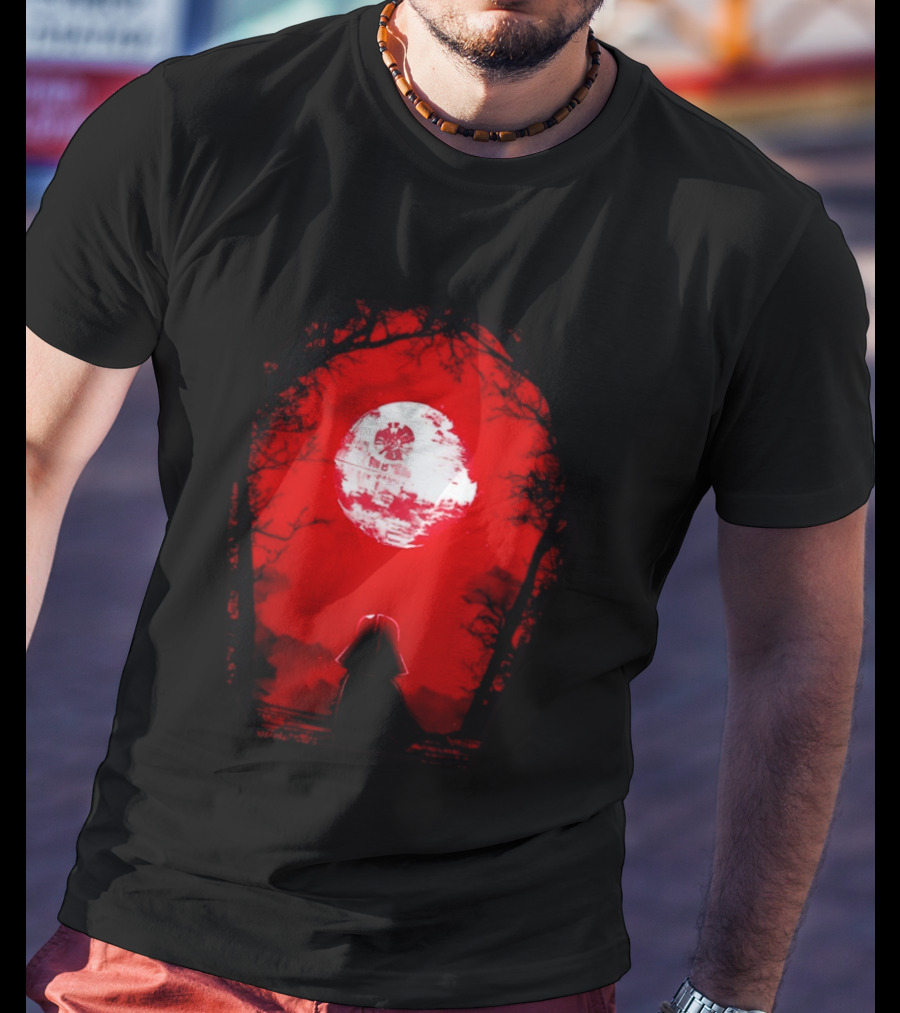 Darth Vader Blood Moon Dark Side Negative Forest Scene T-Shirt