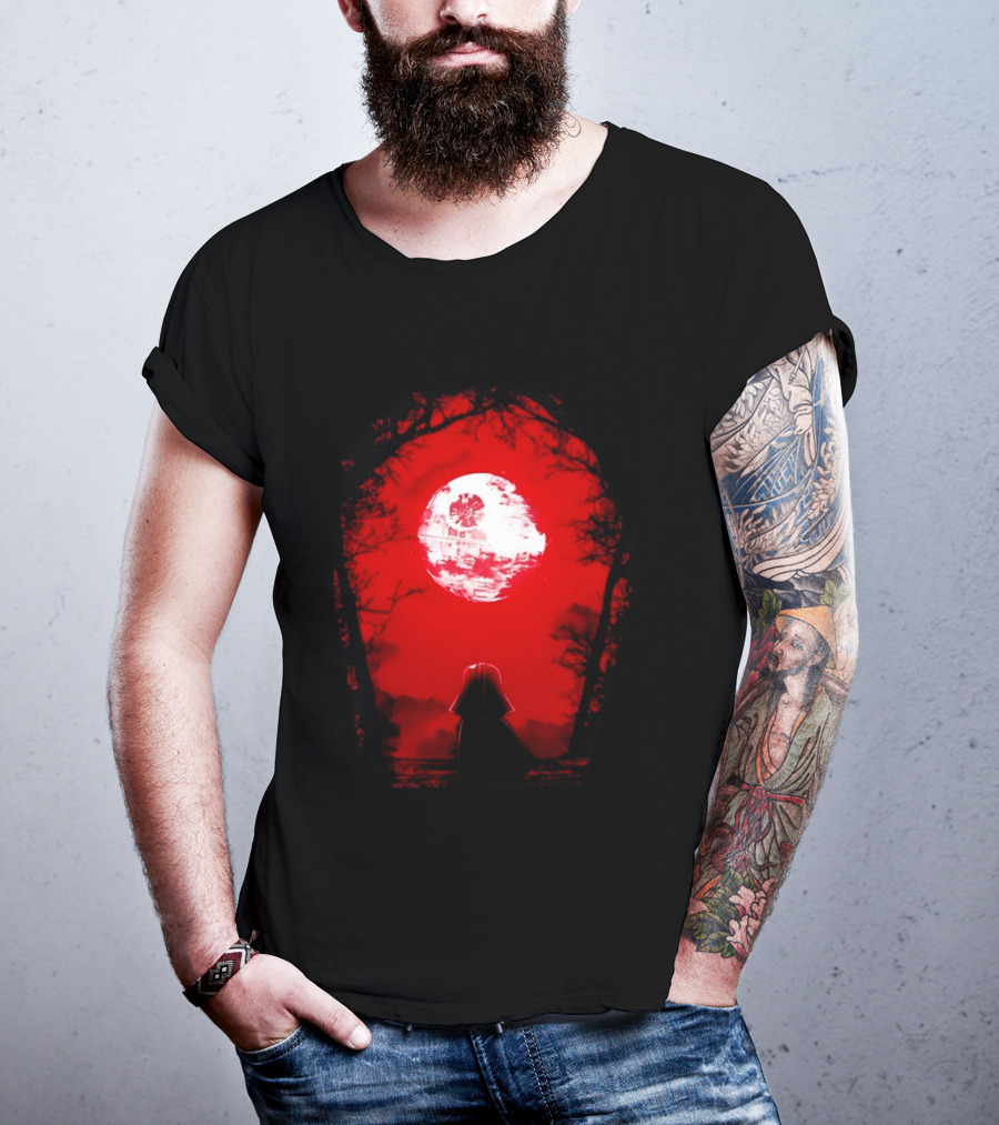 Darth Vader Blood Moon Dark Side Negative Forest Scene T-Shirt