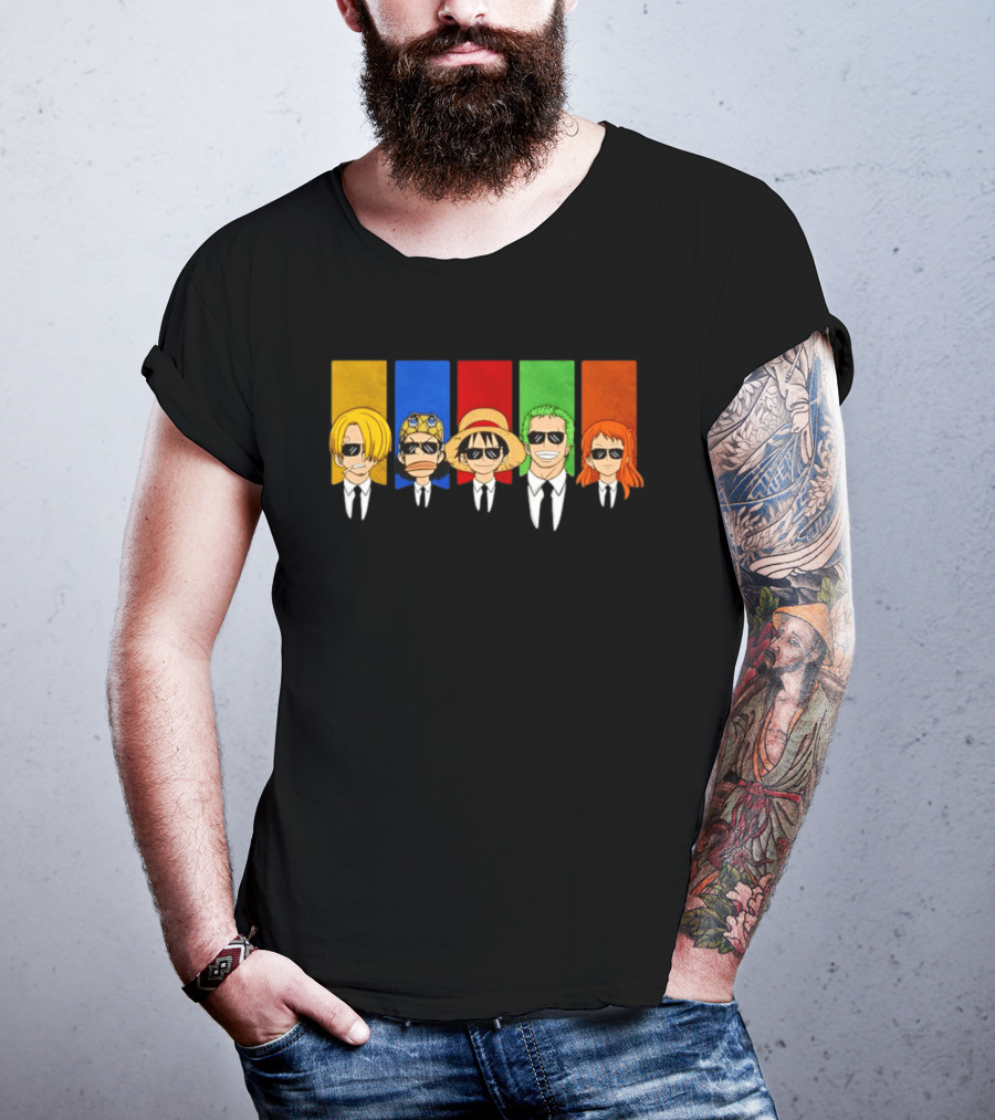 Reservoir Pirates One Piece Anime Characters Mashup Luffy Zoro Nami Sanji Usopp T-Shirt