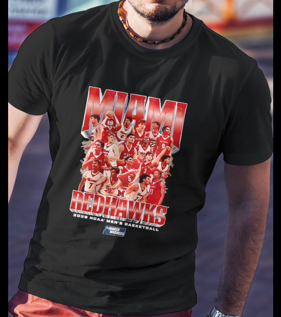 Miami RedHawks Basketball NCAA March Madness 2026 Team Collage T-Shirt