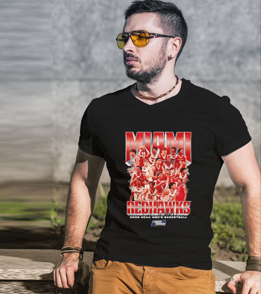 Miami RedHawks Basketball NCAA March Madness 2026 Team Collage T-Shirt