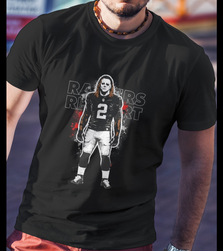 Las Vegas Raiders Michael Myers Number 2 Standing On Business Halloween Football Fan T-Shirt