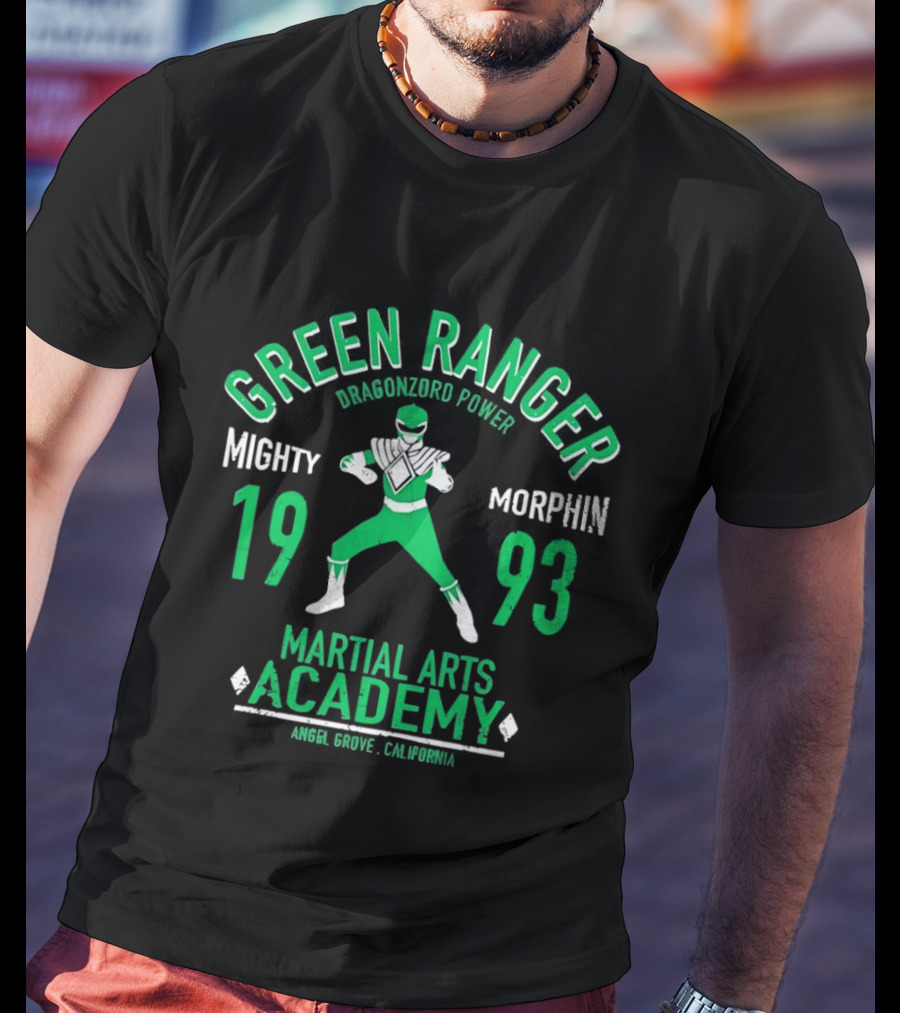 Green Ranger Dragonzord Power Mighty Morphin 1993 Martial Arts Academy Angel Grove California T-Shirt