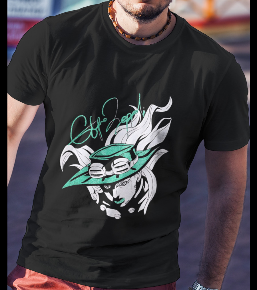 Gyro Zeppeli Jojo's Bizarre Adventure Illustration Signature T-Shirt