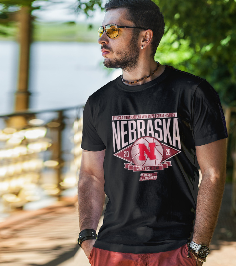 Nebraska 1st NCAA Tournament Win In Program History Men's Basketball March Madness 2026 T-Shirt