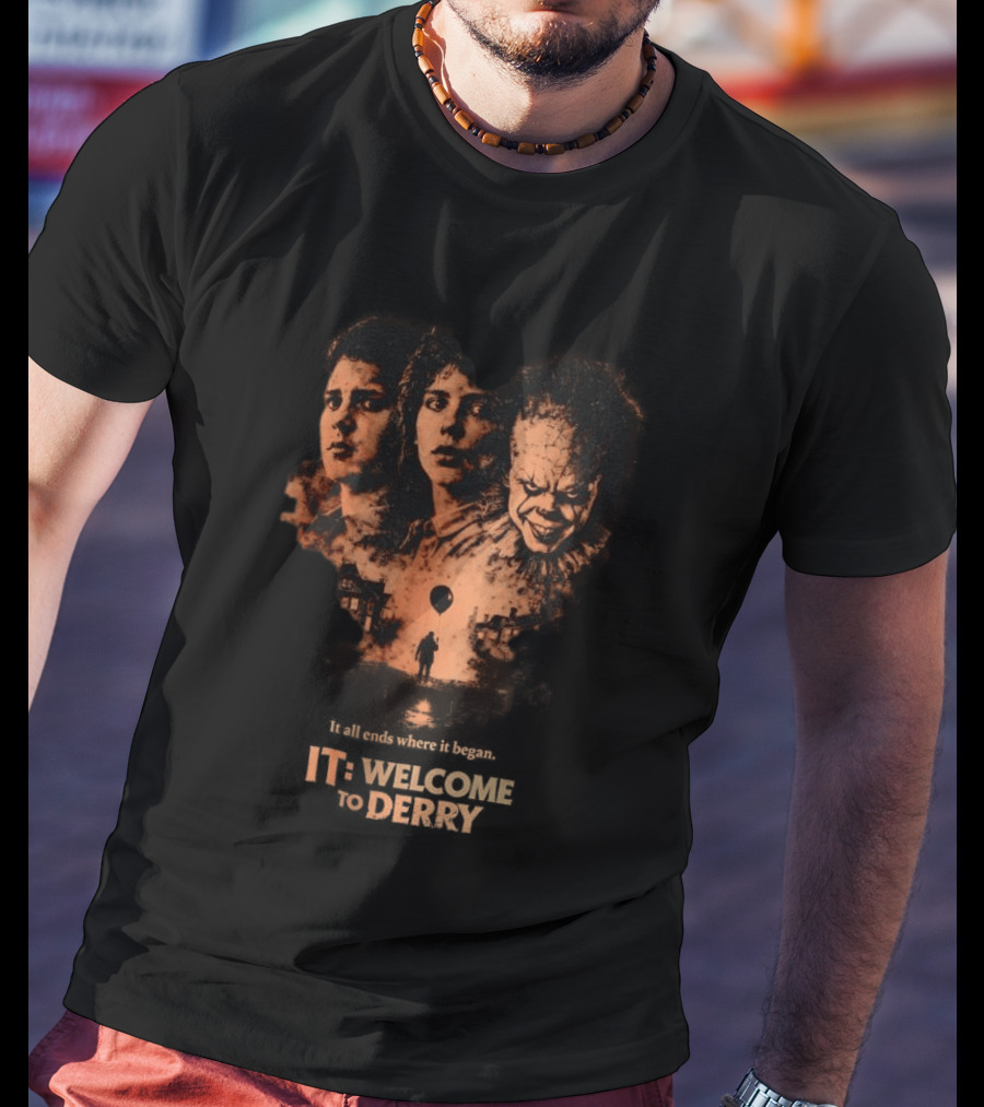It All Ends Where It Began Welcome To Derry Floating Balloon And Eerie Town T-Shirt