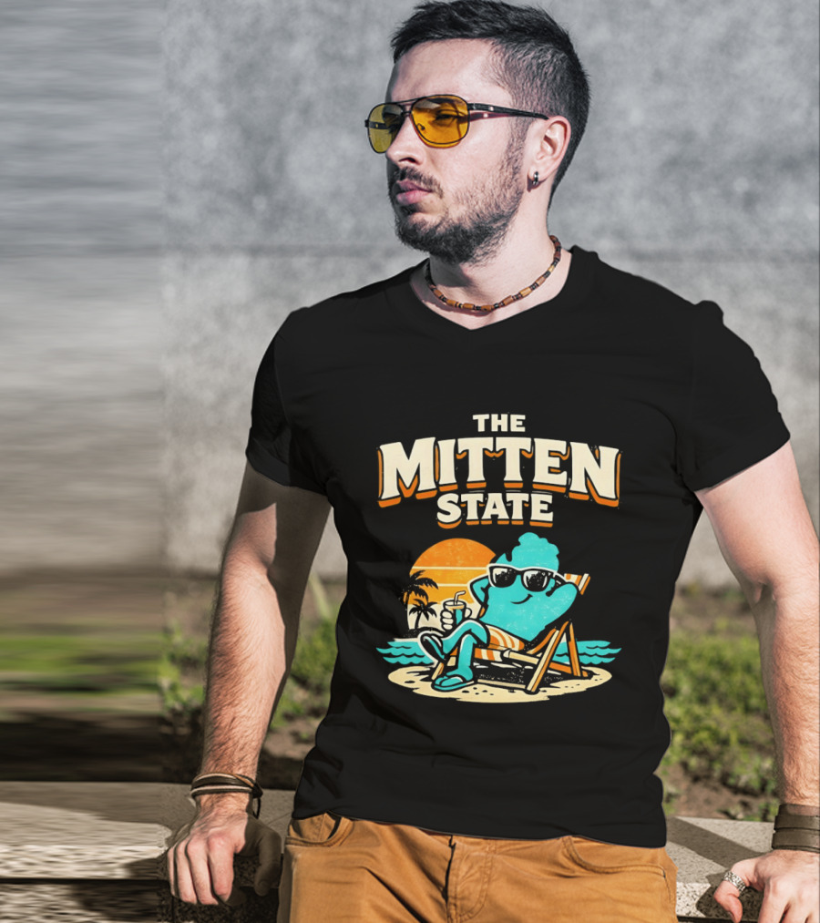 The Mitten State Chillin In The Beach Sunset Relaxed Vibes T-Shirt