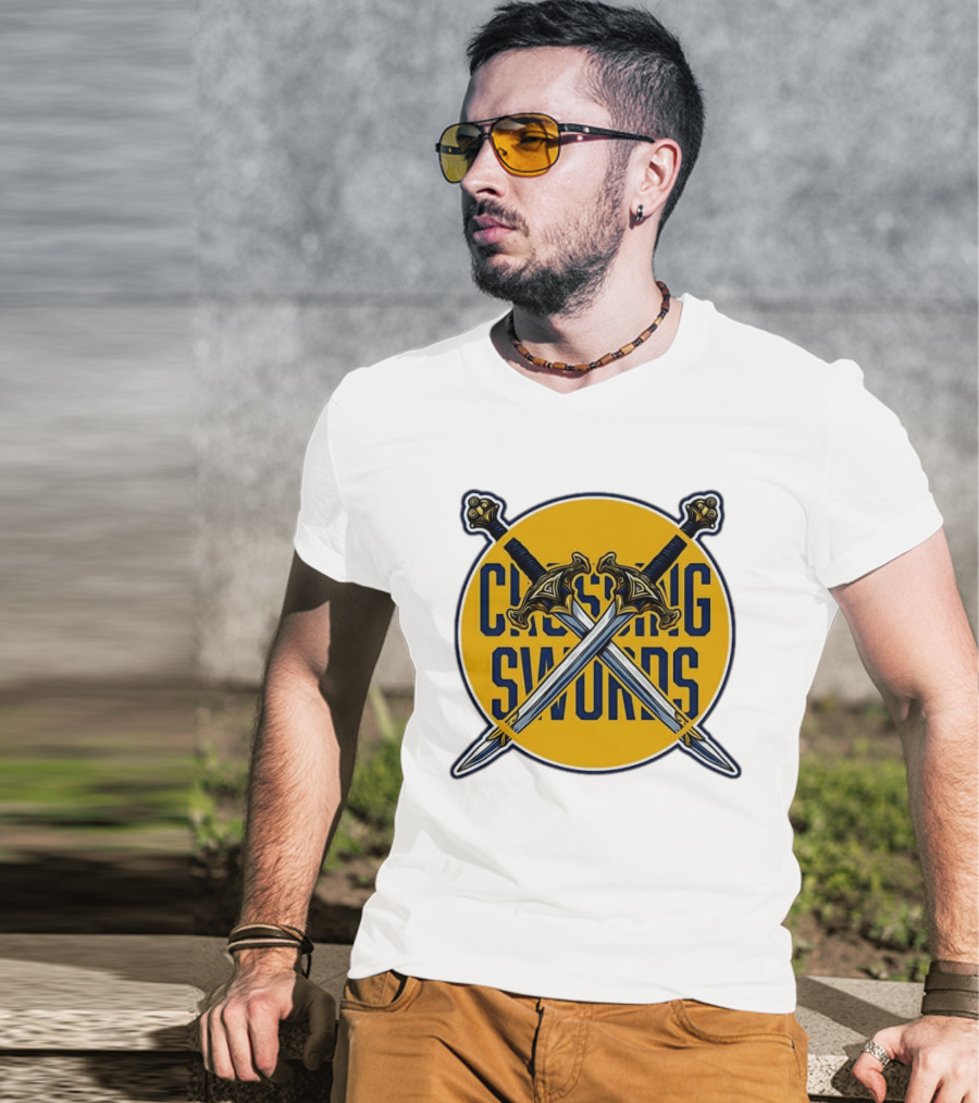 Crossing Swords Podcast Emblem Medieval Sword T-Shirt