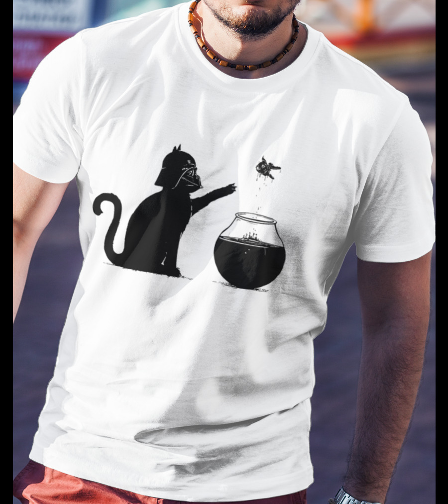 Darth Cat Uses Force On Fish Bowl Star Wars T-Shirt