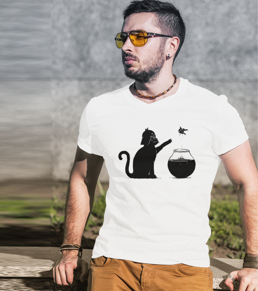 Darth Cat Uses Force On Fish Bowl Star Wars T-Shirt