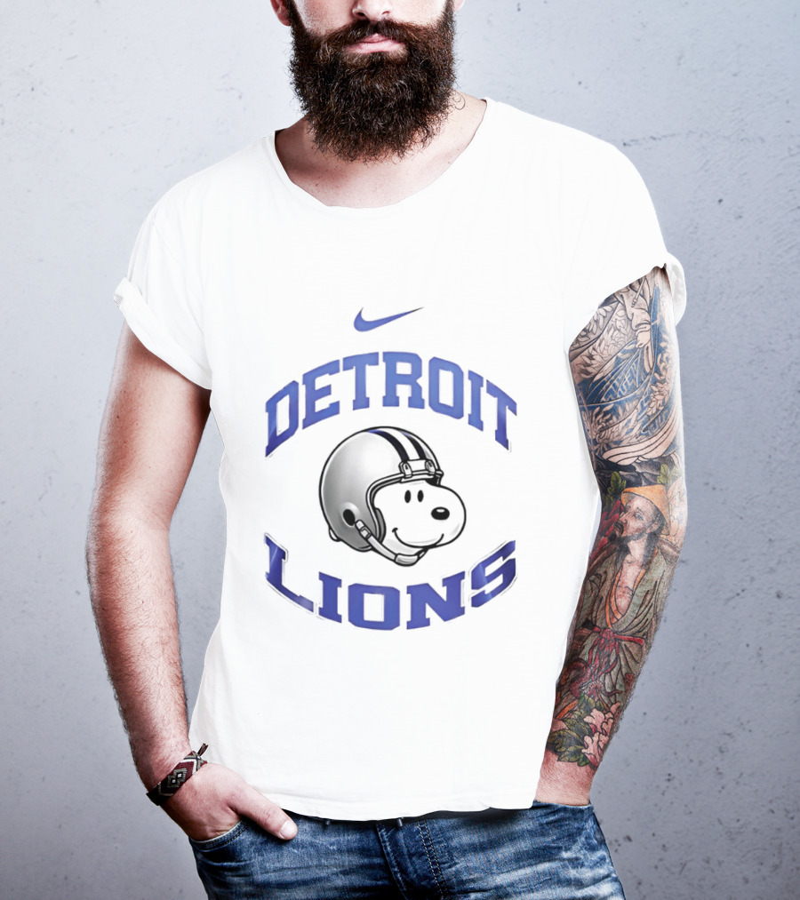 Nike Detroit Lions Snoopy Helmet 2026 T-Shirt