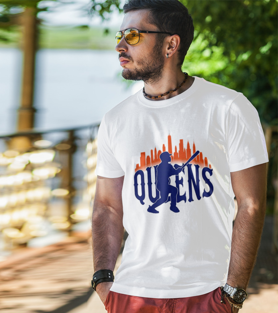 New York Mets Queens Baseball Skyline MLB T-Shirt