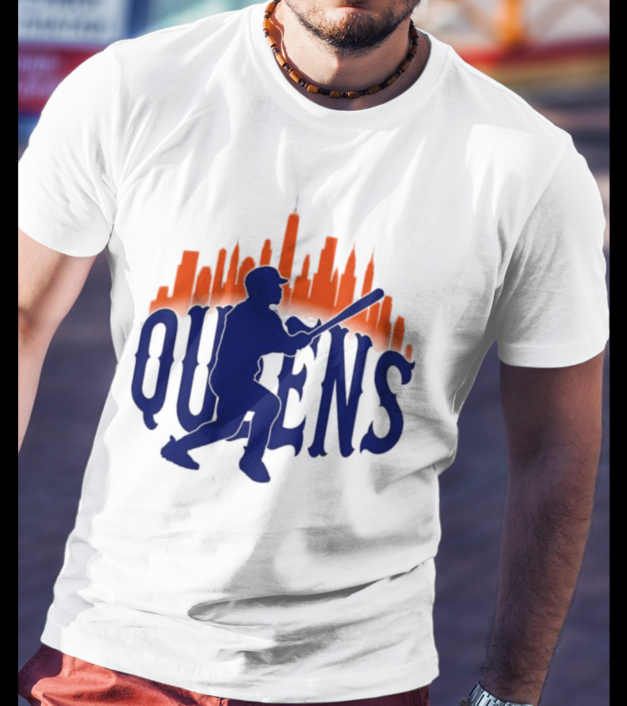 New York Mets Queens Baseball Skyline MLB T-Shirt