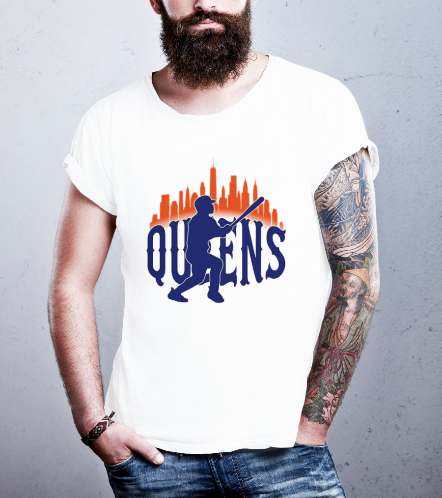 New York Mets Queens Baseball Skyline MLB T-Shirt