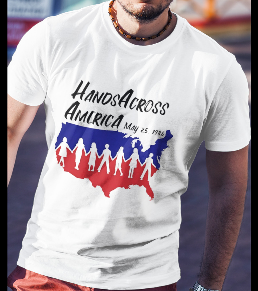 Hands Across America May 25 1986 USA Map T-Shirt