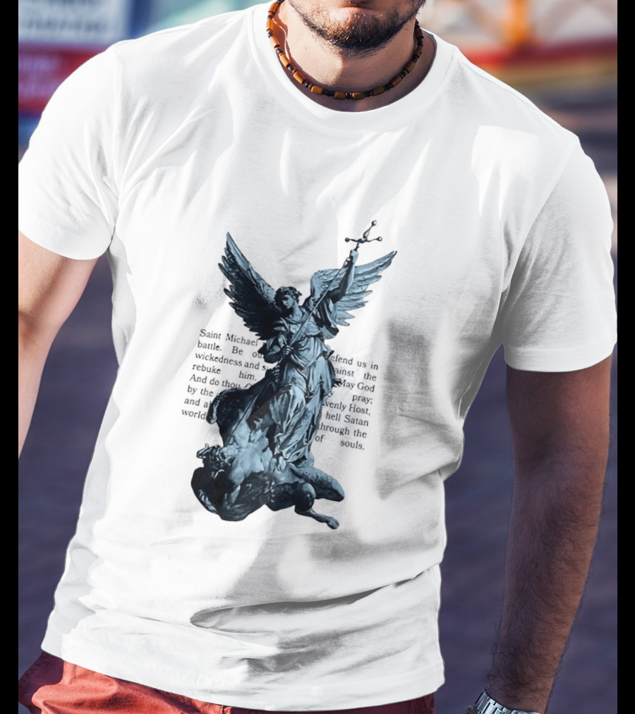 Saint Michael Overcoming Satan With Sword And Wings T-Shirt