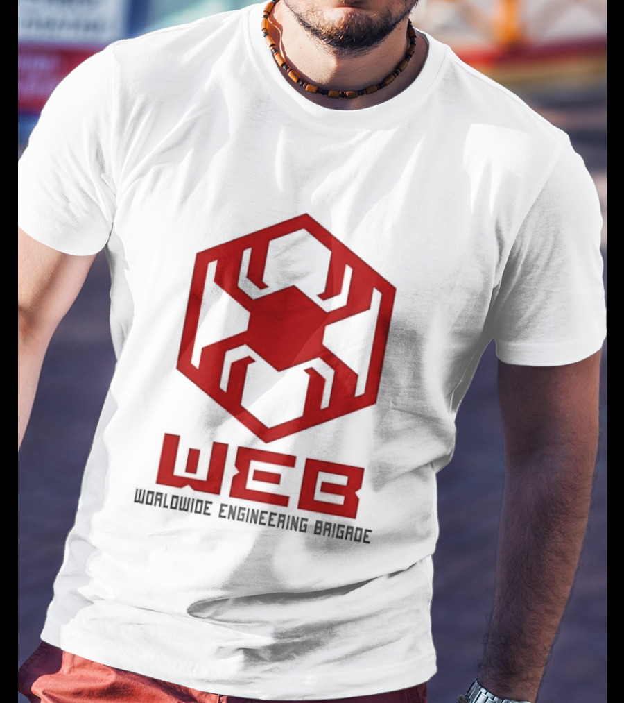 WEB Worldwide Engineering Brigade Red Spider Hexagon T-Shirt