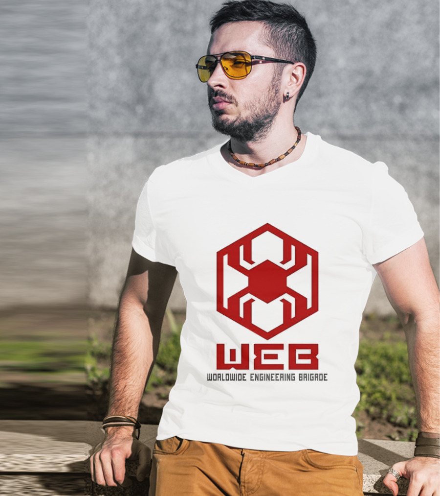 WEB Worldwide Engineering Brigade Red Spider Hexagon T-Shirt