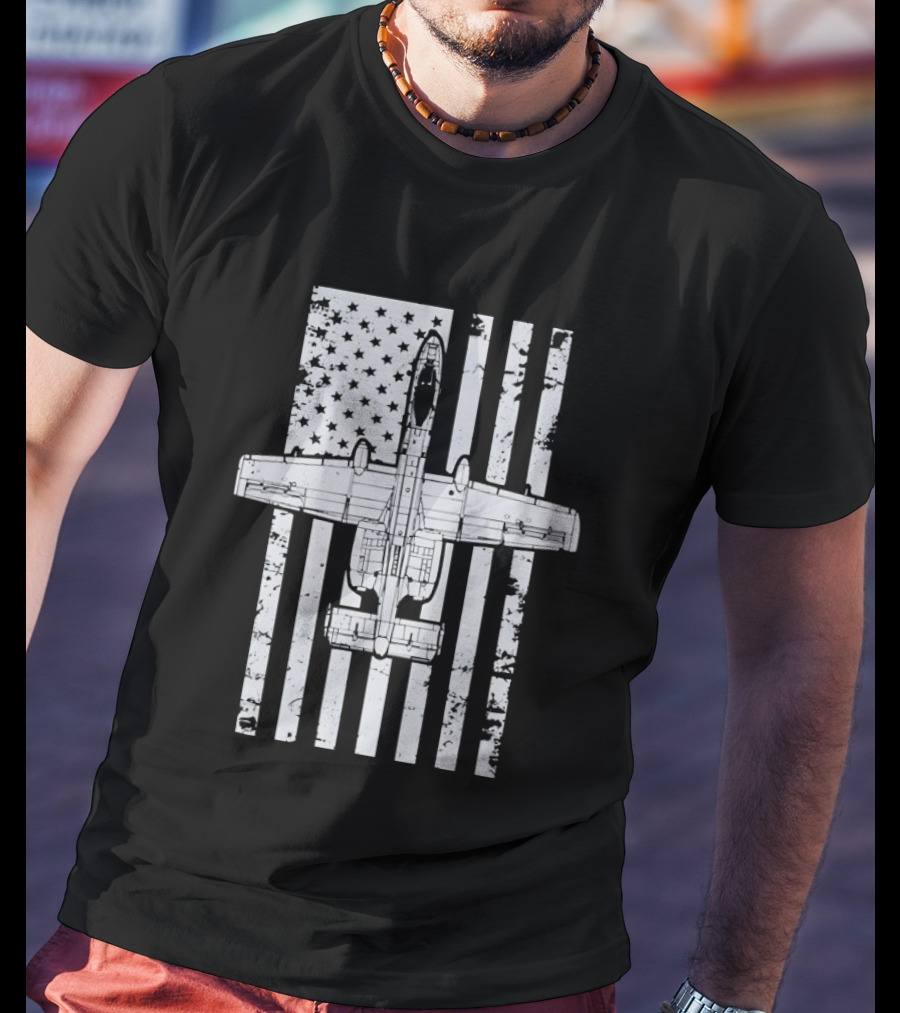 A 10 Warthog American Flag Distressed T-Shirt