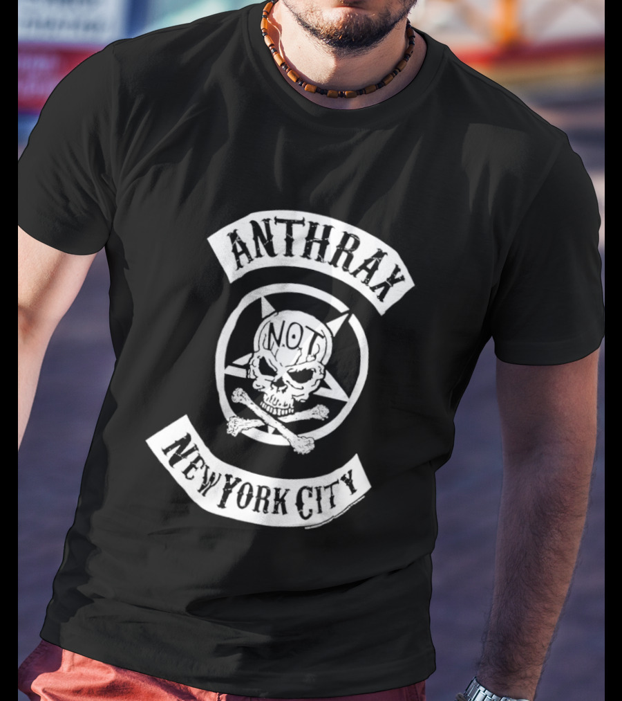 Anthrax Skull New York City NOT Logo Biker T-Shirt