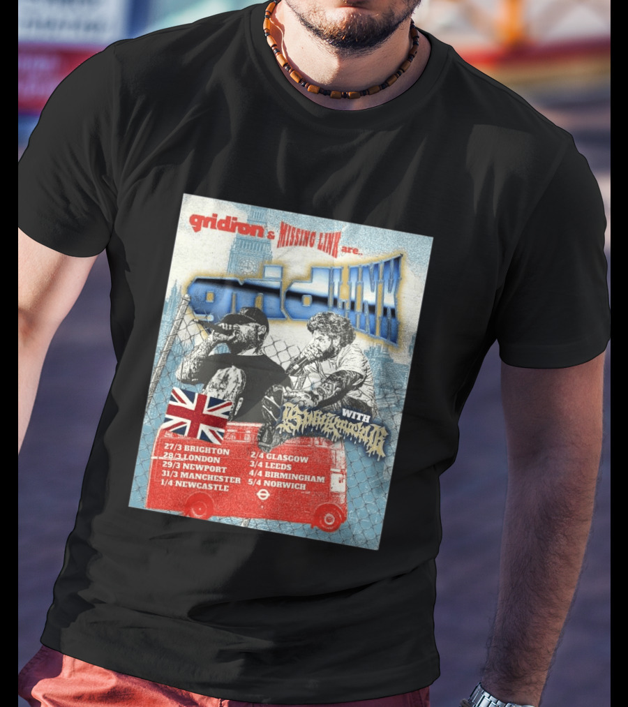 Gridiron X Missing Link UK 2026 Tour With Gridlink Dates And British Flag T-Shirt