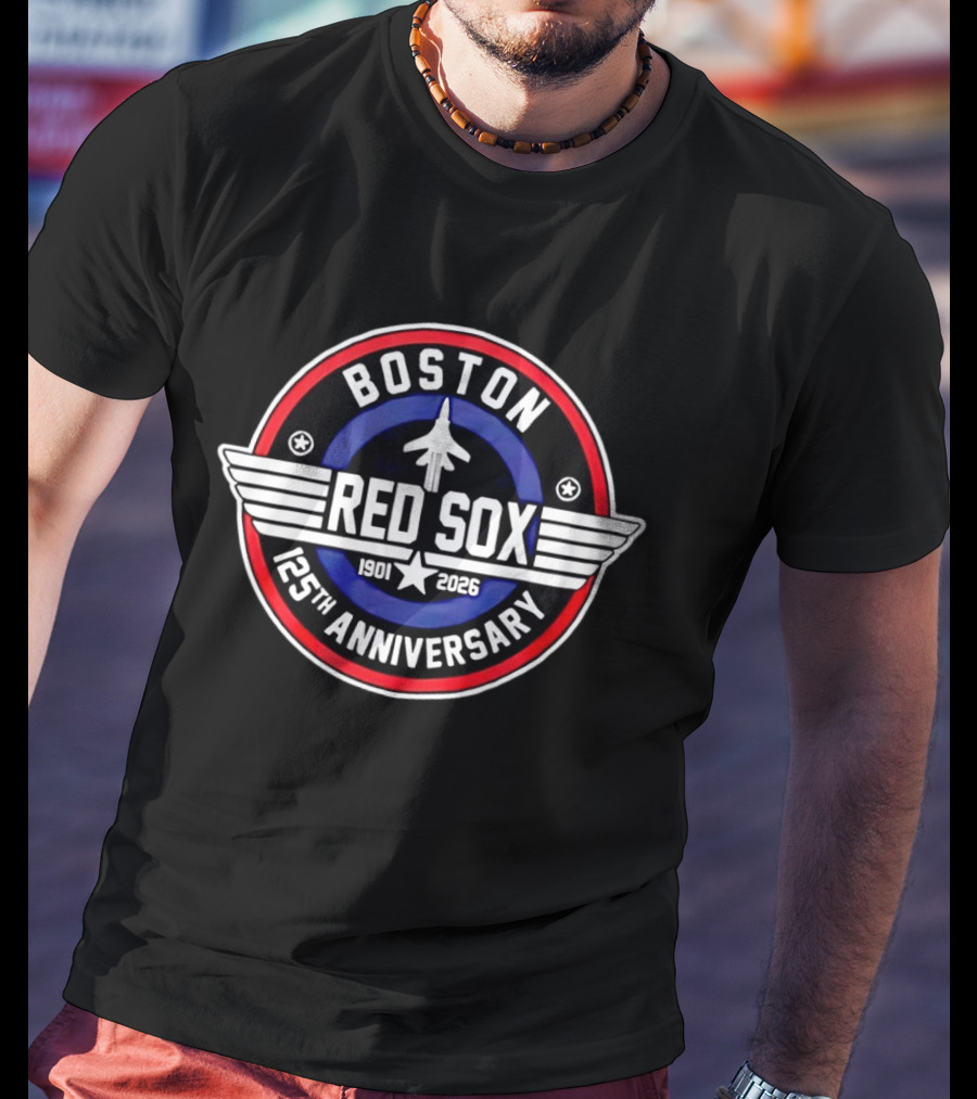 Boston Red Sox 125th Anniversary 1901 2026 Fighter Jet T-Shirt