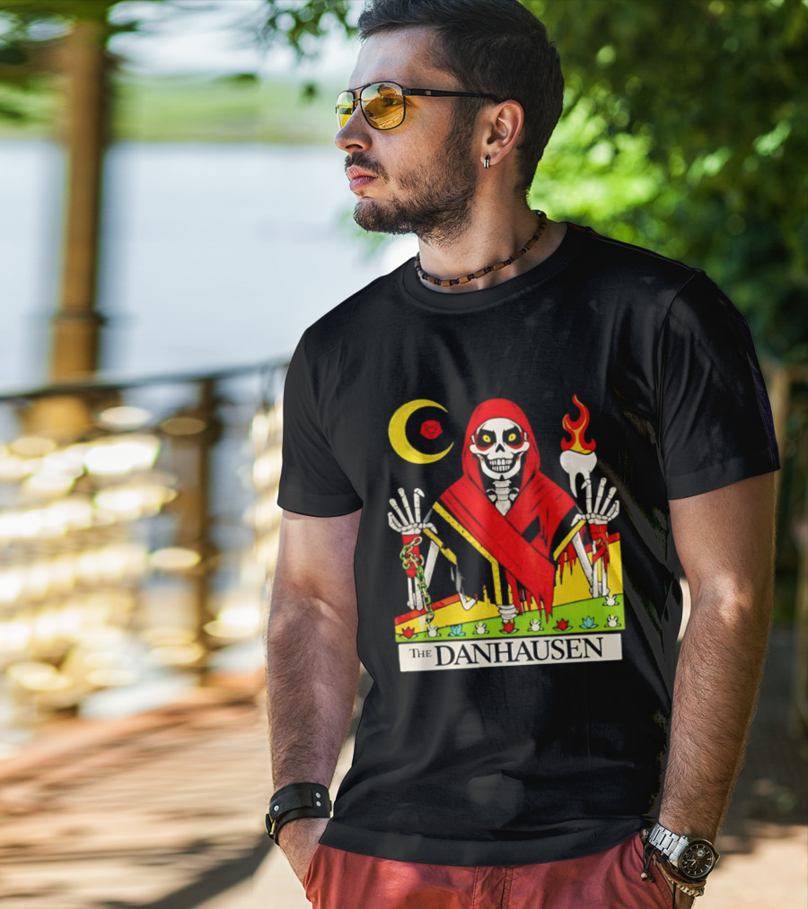 Skeleton In Red Outfit With Cursed WWE Tooth Danhausen T-Shirt