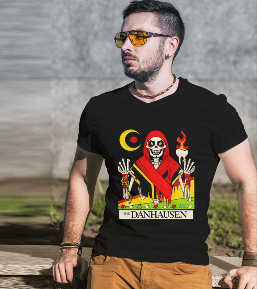 Skeleton In Red Outfit With Cursed WWE Tooth Danhausen T-Shirt
