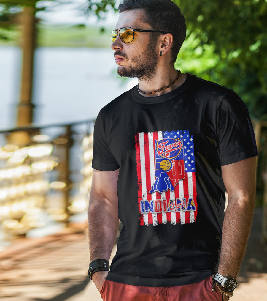 Indiana Fever Pacers Hoosiers American Flag T-Shirt