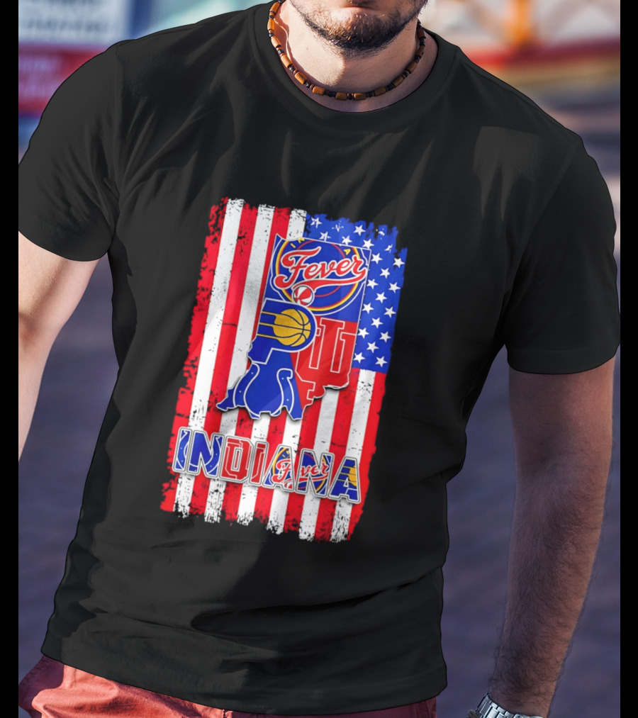 Indiana Fever Pacers Hoosiers American Flag T-Shirt