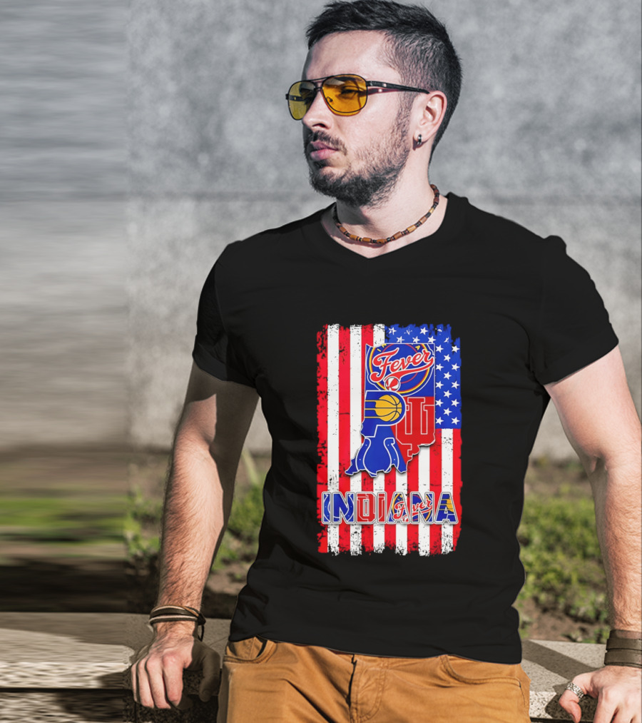 Indiana Fever Pacers Hoosiers American Flag T-Shirt