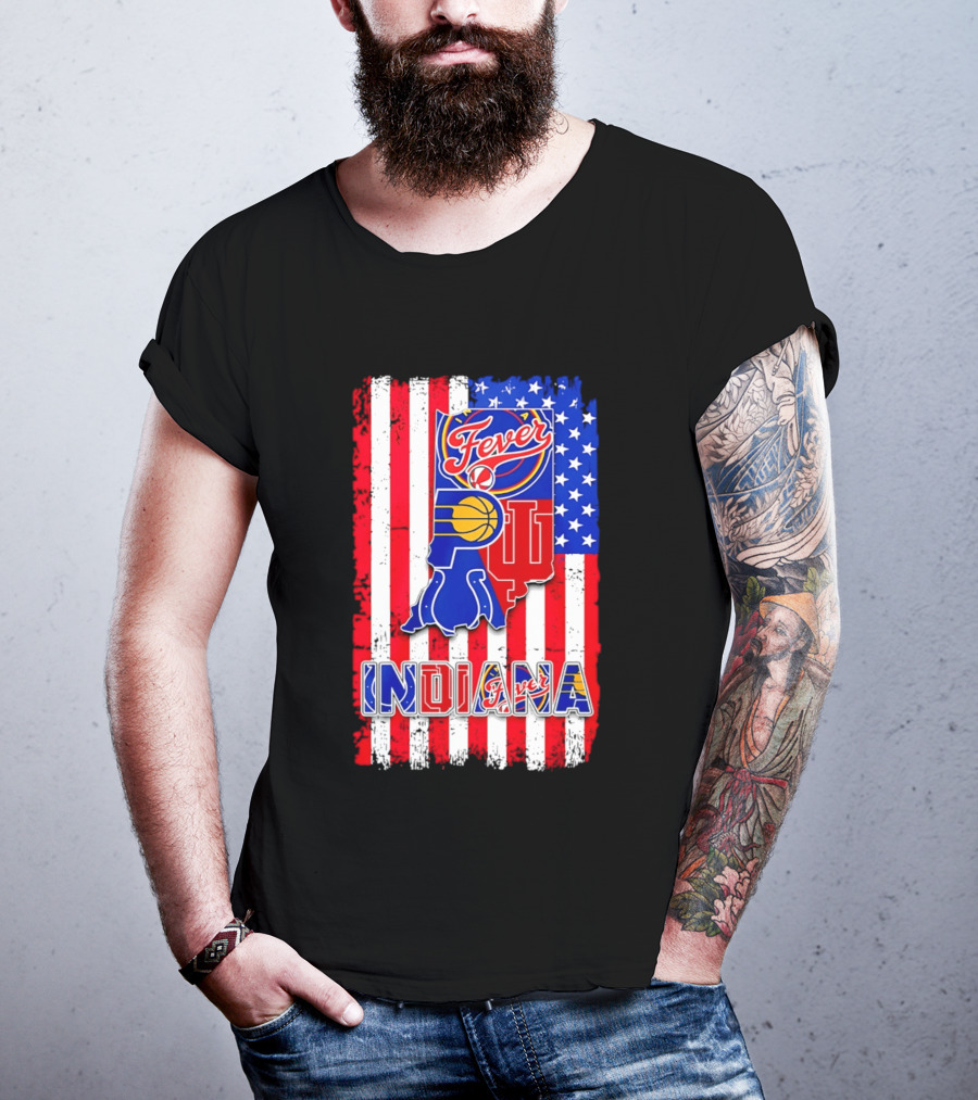 Indiana Fever Pacers Hoosiers American Flag T-Shirt