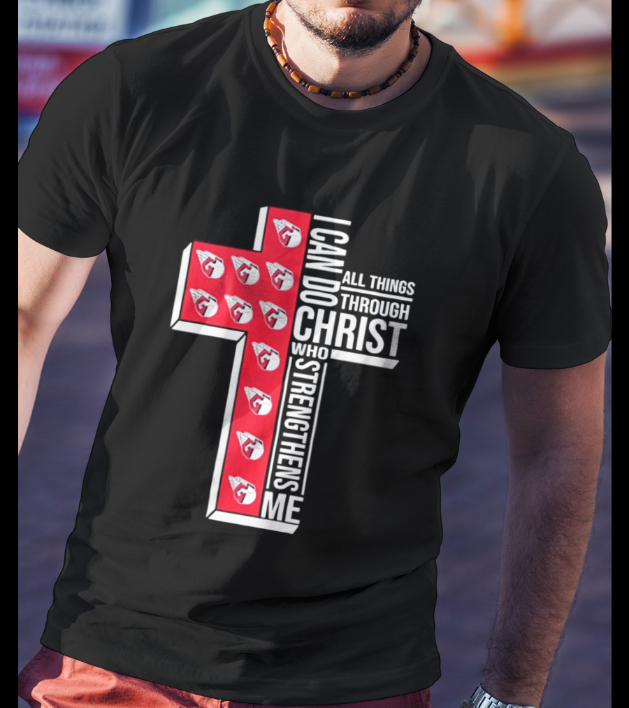 Cleveland Guardians I Can Do All Things Through Christ Cross T-Shirt