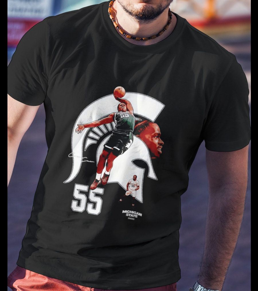 Coen Carr 55 Dunking Michigan State Spartan Basketball Player T-Shirt