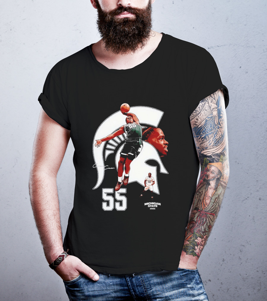 Coen Carr 55 Dunking Michigan State Spartan Basketball Player T-Shirt
