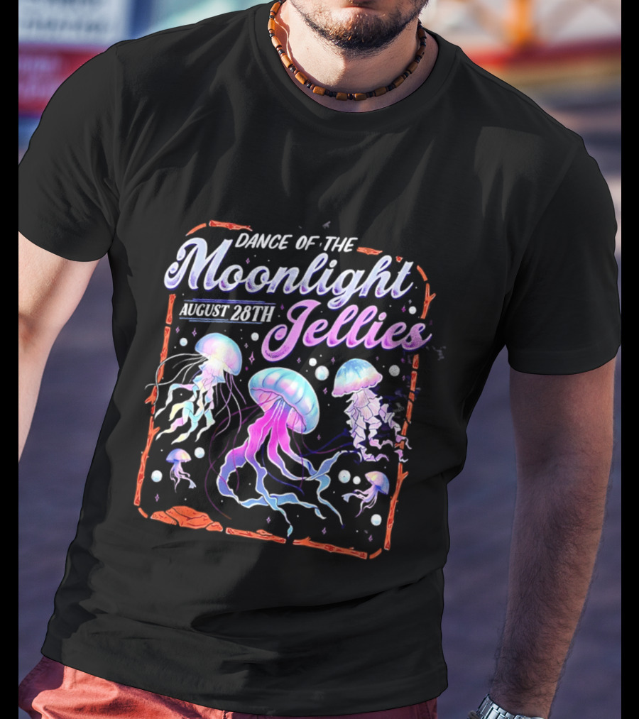Dance Of The Moonlight Jellies August 28th Event Night Light Ocean Celebration T-Shirt