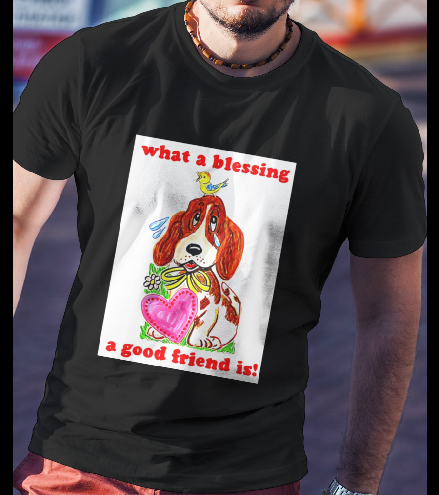 What A Blessing A Good Friend Is Dog And Bird Cartoon T-Shirt