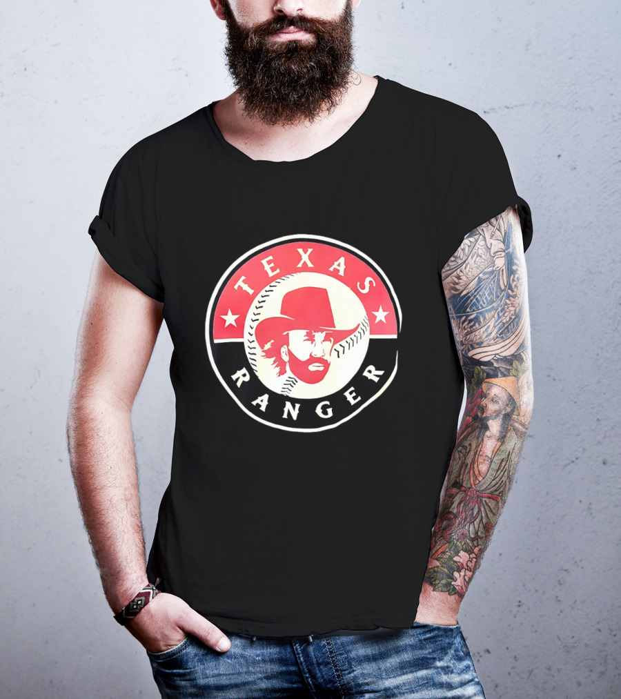 Texas Rangers Chuck Norris Baseball Logo Bold Star Circle T-Shirt