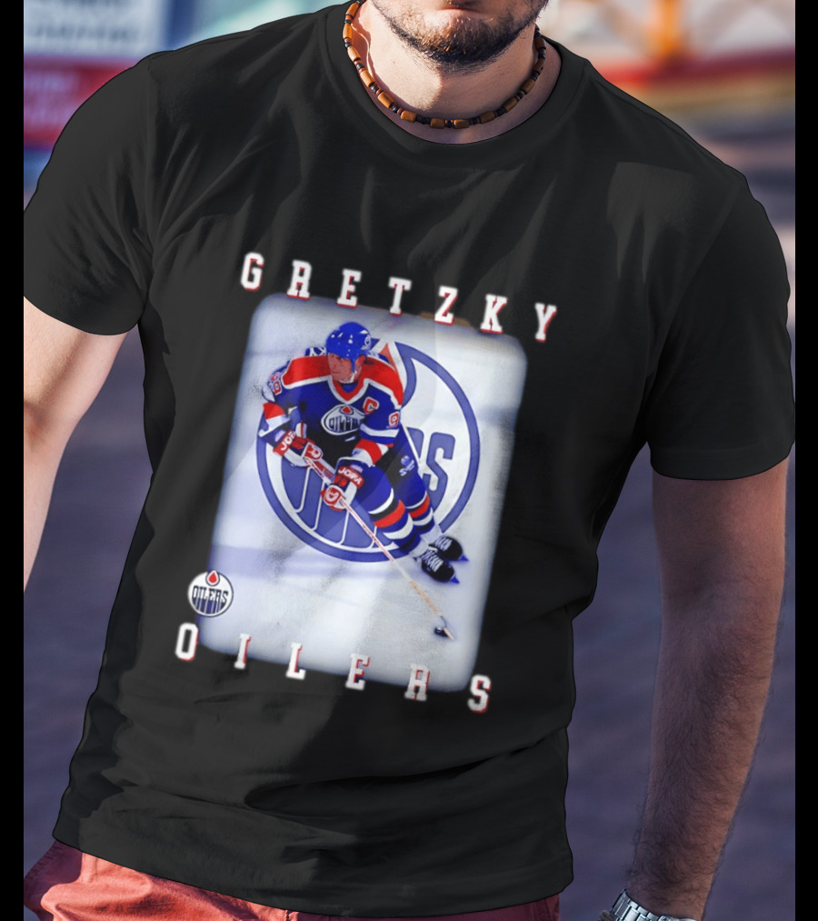 Wayne Gretzky Edmonton Oilers Iconic NHL Legend Action Shot T-Shirt