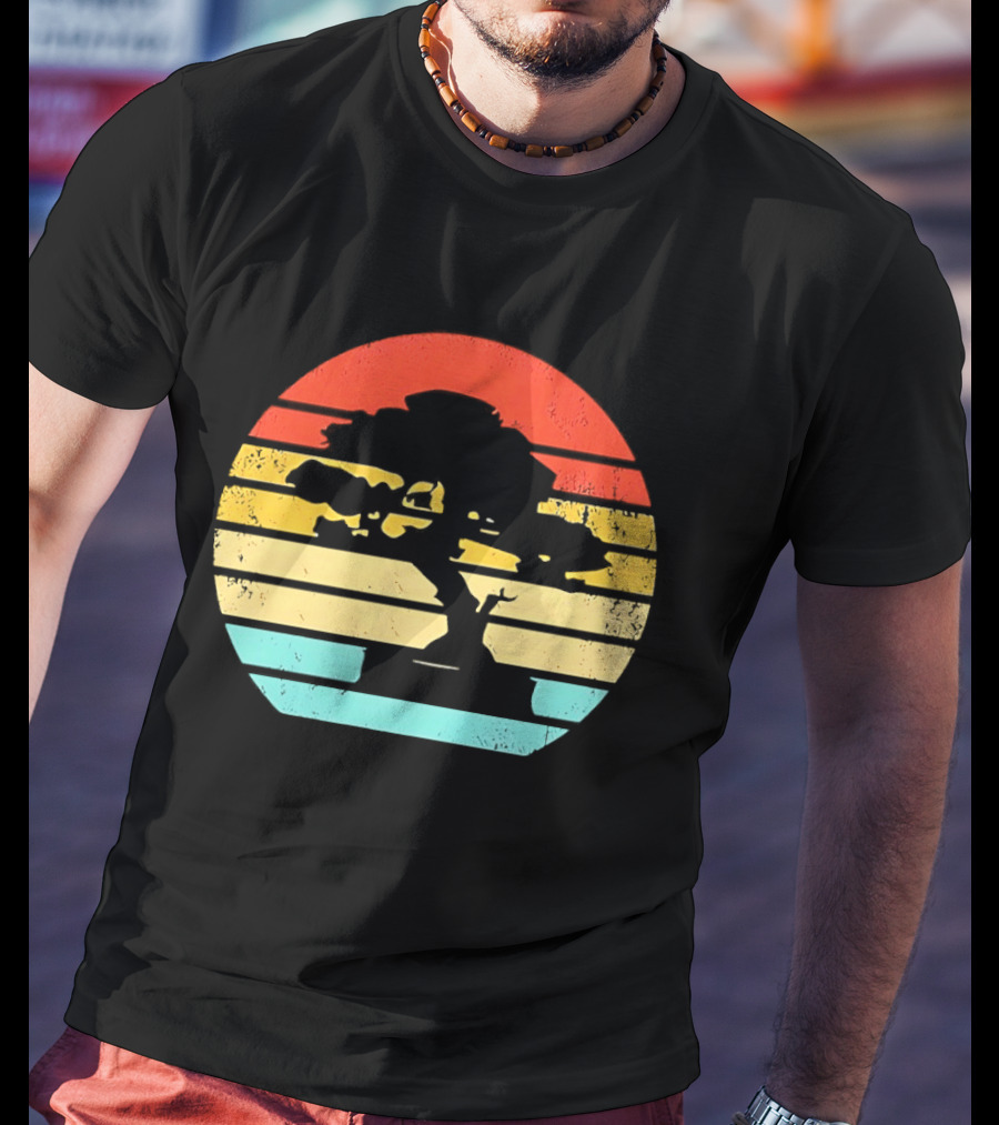 Bonsai Tree Silhouette Japan Retro Sunset T-Shirt