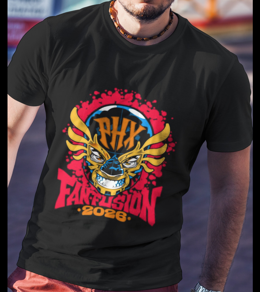 PHX Fusion 2026 Phoenix Wrestling Mask Flame Wings T-Shirt