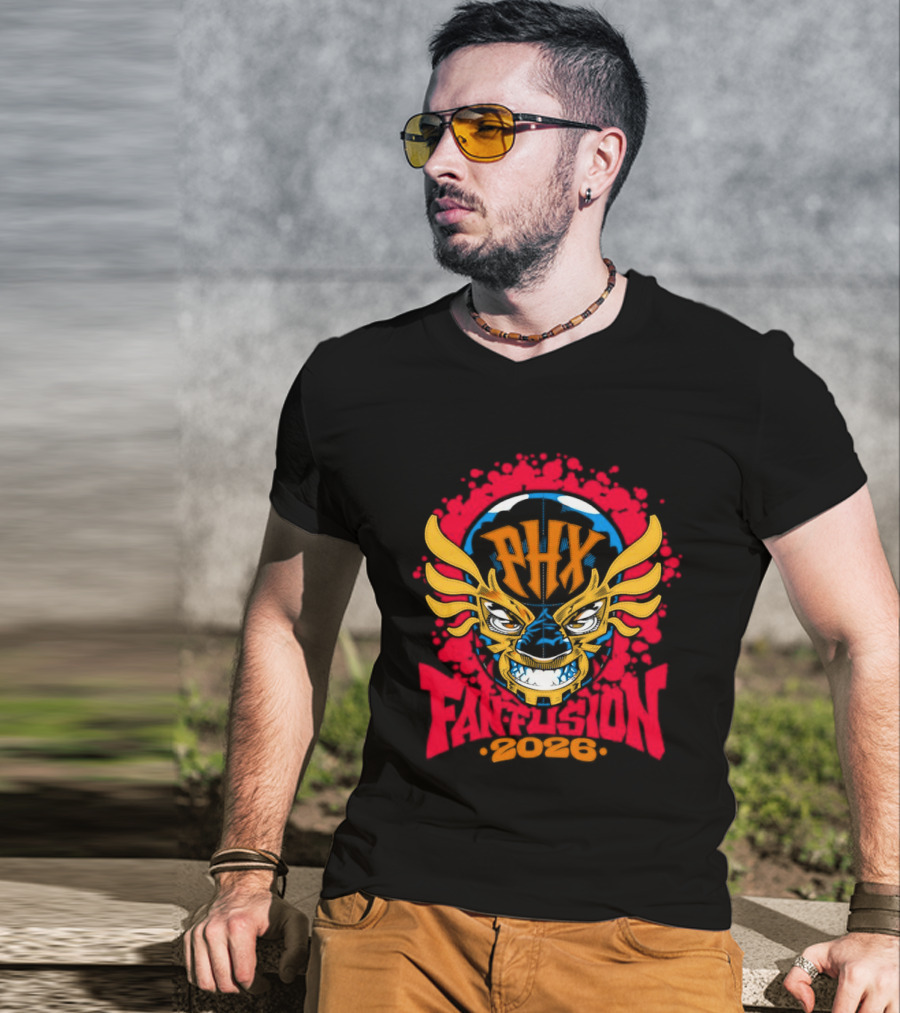 PHX Fusion 2026 Phoenix Wrestling Mask Flame Wings T-Shirt