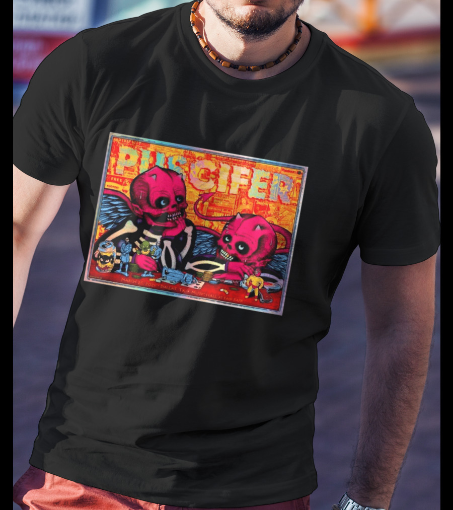 Puscifer Music Hall Fair Park Dallas TX March 25 2026 With Red Winged Skeletons And Vintage Comic T-Shirt